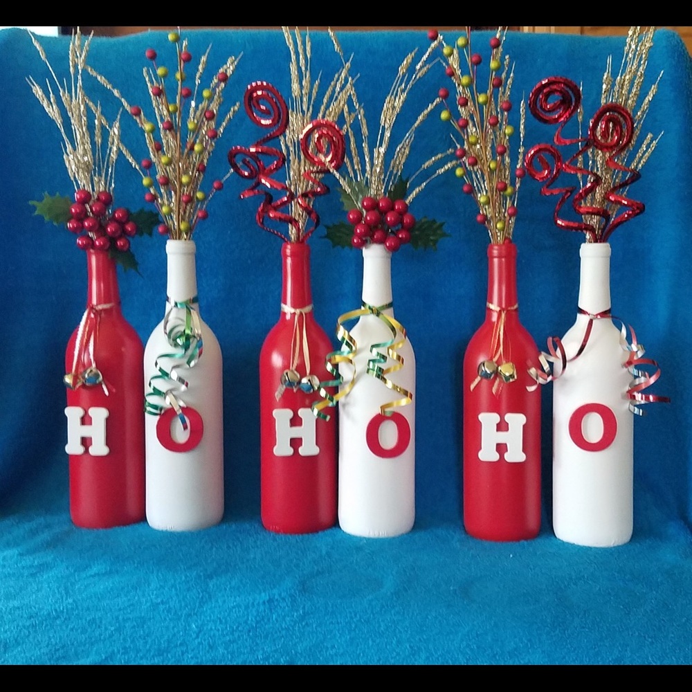 Christmas wine bottles